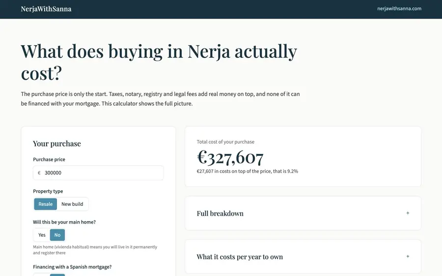Property purchase calculator preview